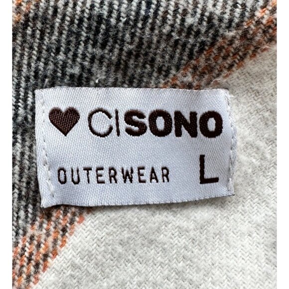 Cisono Eliana Flannel Shacket Women Large White Brown Plaid Button Up Pockets - Picture 5 of 8